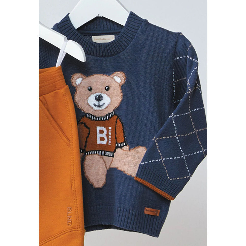 Blusão Tricô Urso Marinho - Bebelândia