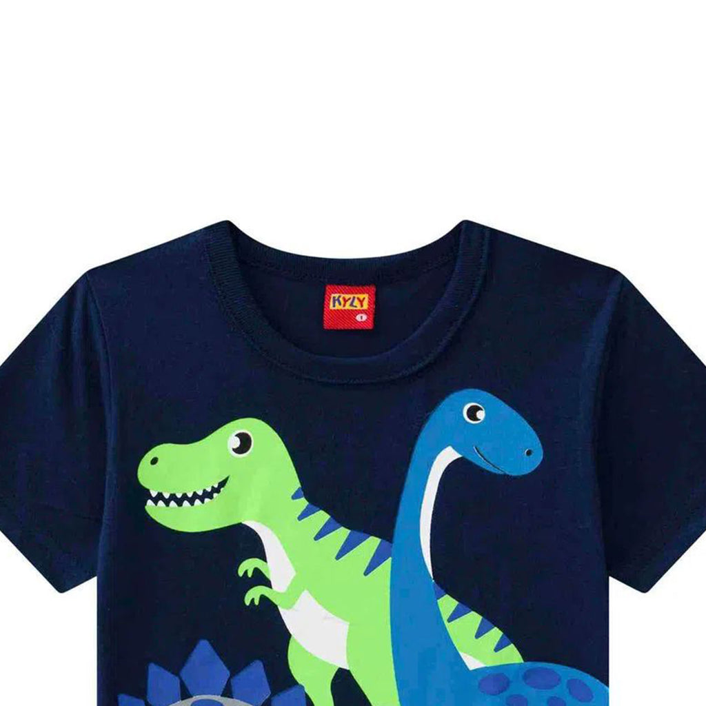Camiseta Manga Curta Marinho Dinos - Kyly