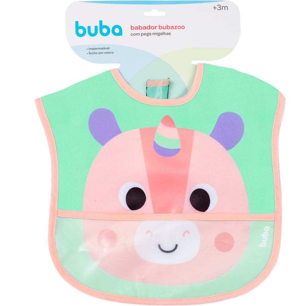 Babador Bebê Impermeável Para Alimentação Buba Zoo Unicórnio - Buba