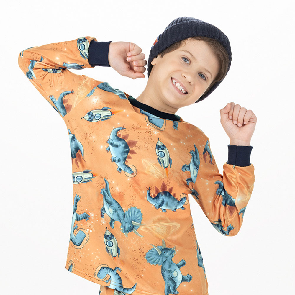 Pijama Infantil Menina Malha Modelli Space Dino - Alakazoo
