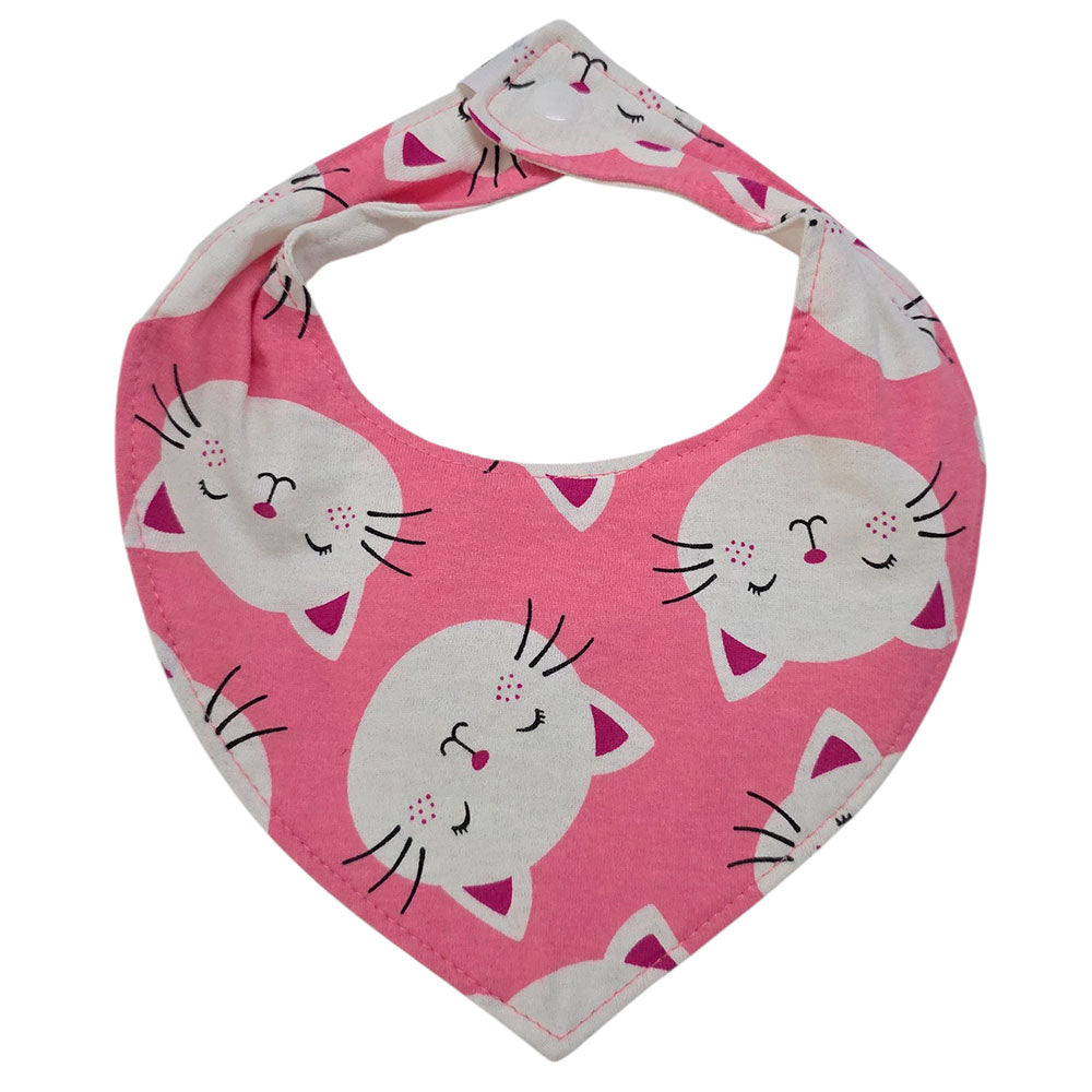 Babador Bandana Impermeável Bebê Rosa Gatinha