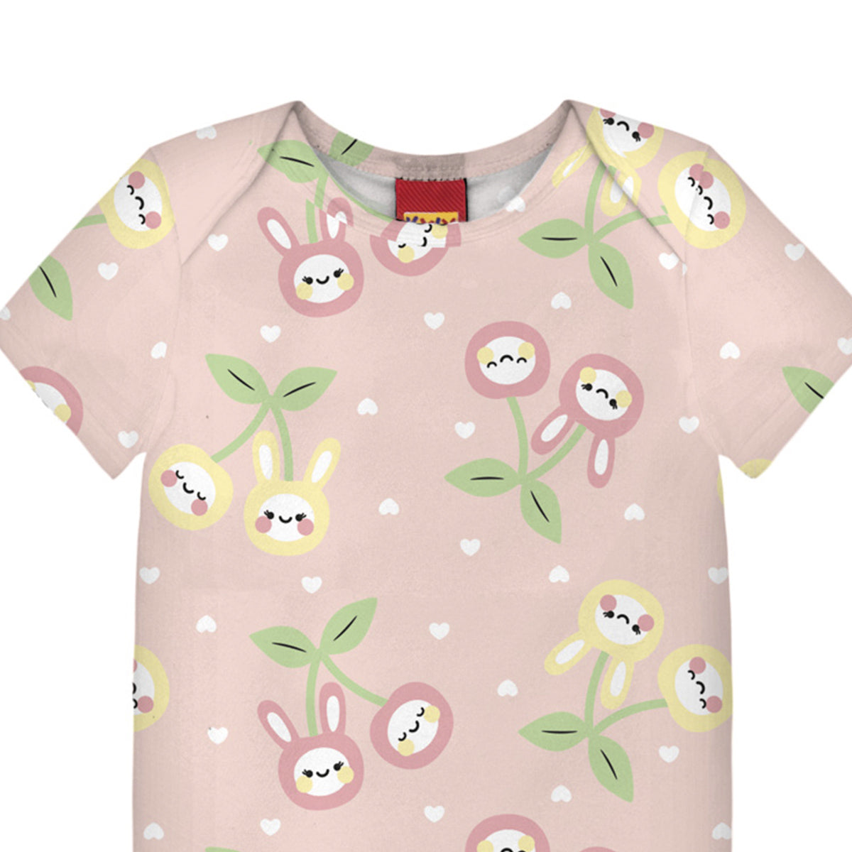 Body Manga Curta Bebê Menina Flores - Kyly