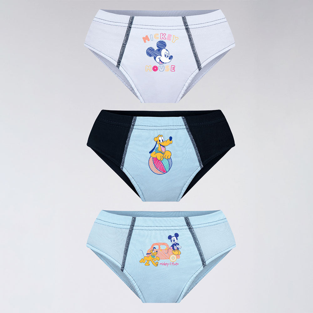 Kit 3 Cuecas Infantil Slip Algodão Disney Mickey - Lupo