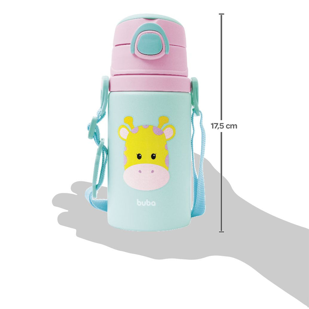 Garrafa de Alumínio Infantil Canudo 400ml Girafa - Buba