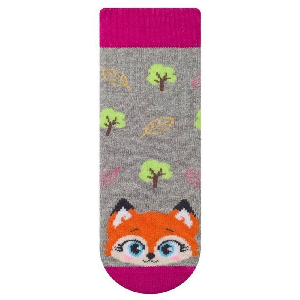 Meia Atoalhada Bebê Menina Cinza / Pink - Selene