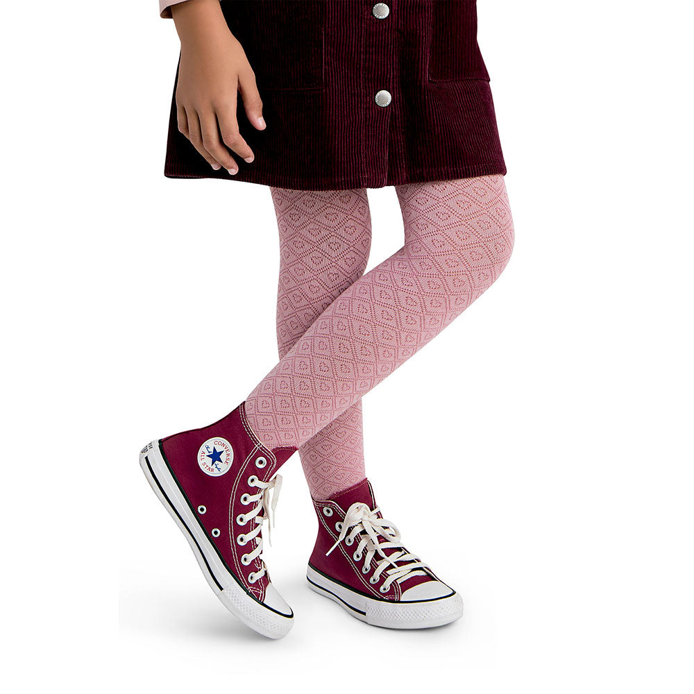 Meia-Calça Fio 80 Infantil Menina Algodão Corações - Selene