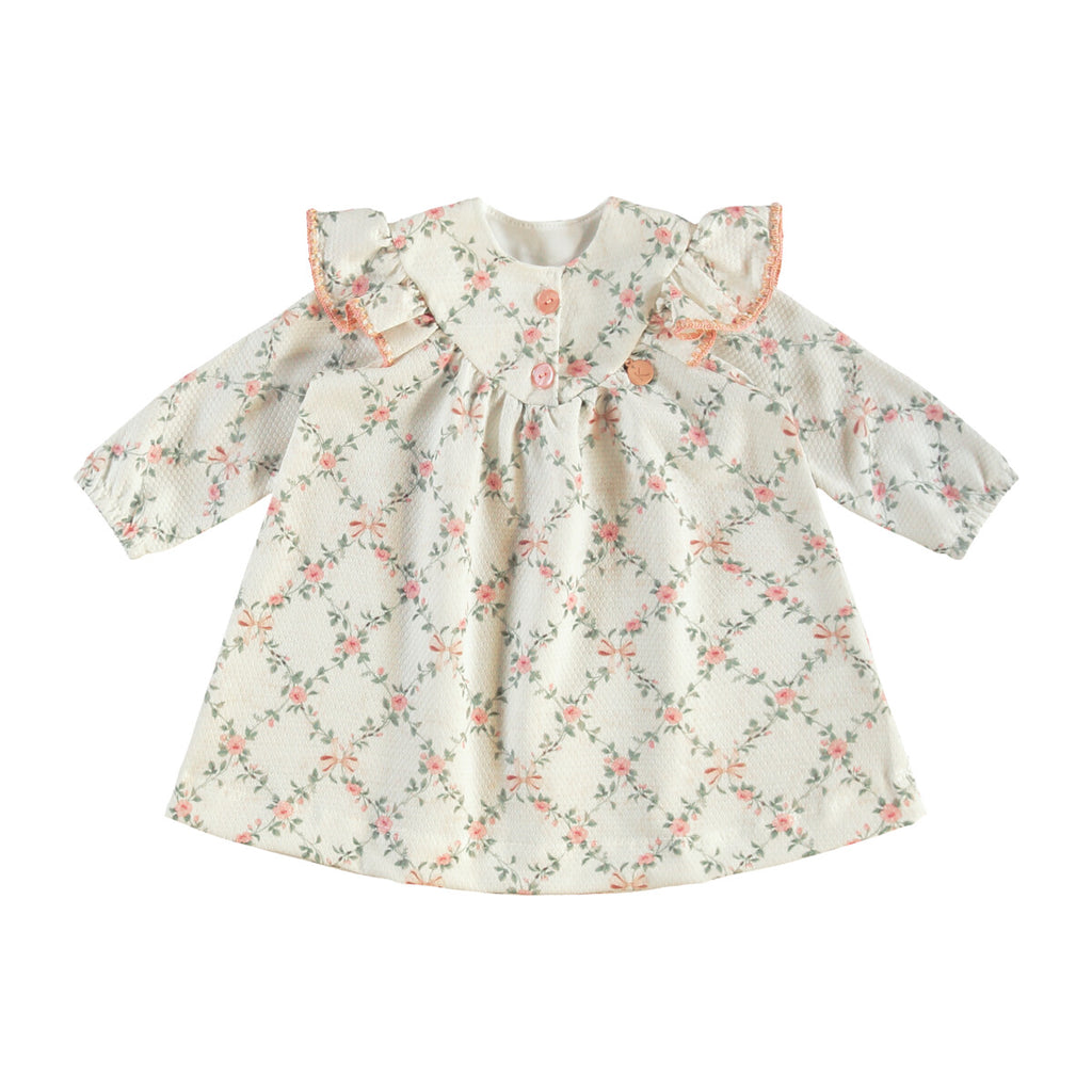 Vestido Bebê em Malha Texturizada Flores - Kiki Xodó