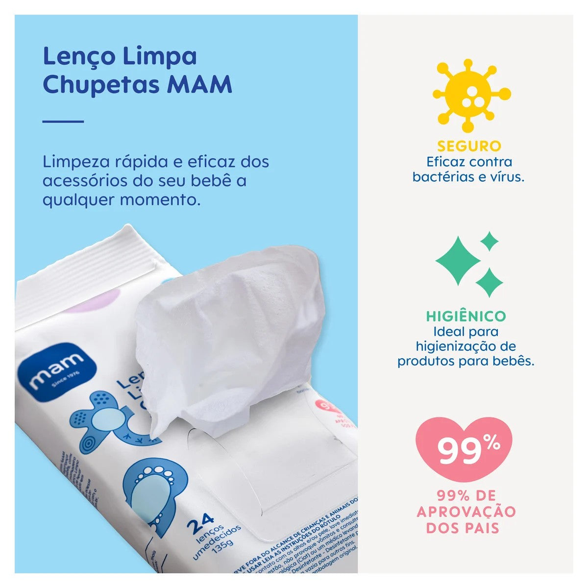 Lenço Umedecido Limpa Chupetas 24un - MAM