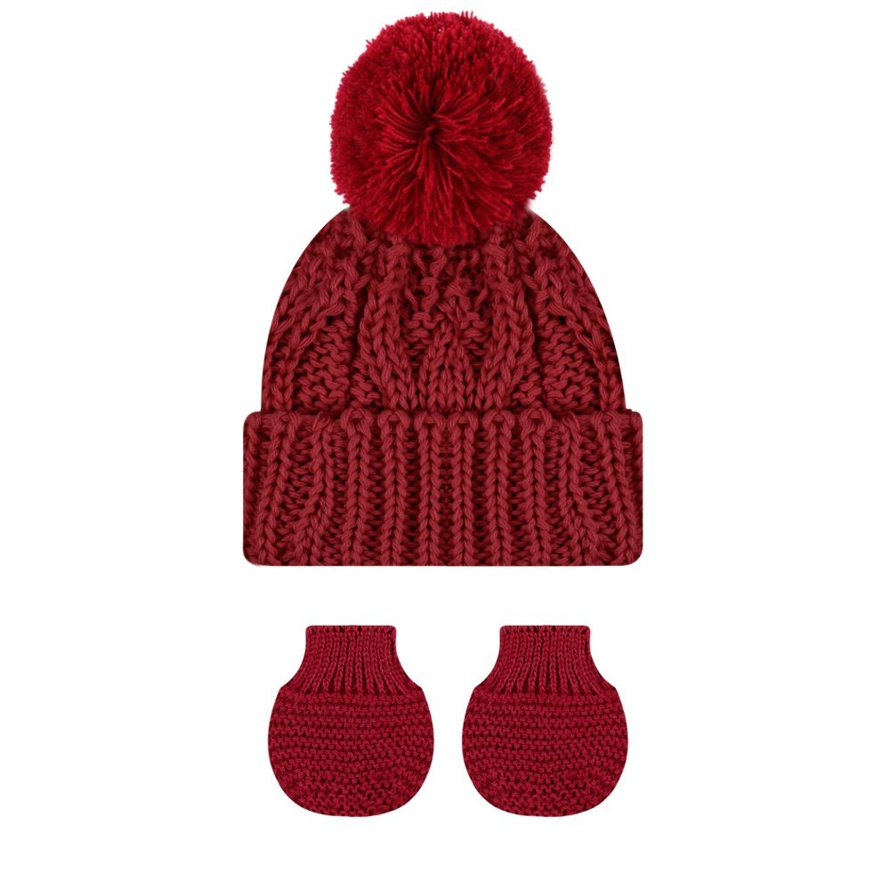 Kit Touca Pompom e Luva Acrílica Prematuro - Everly