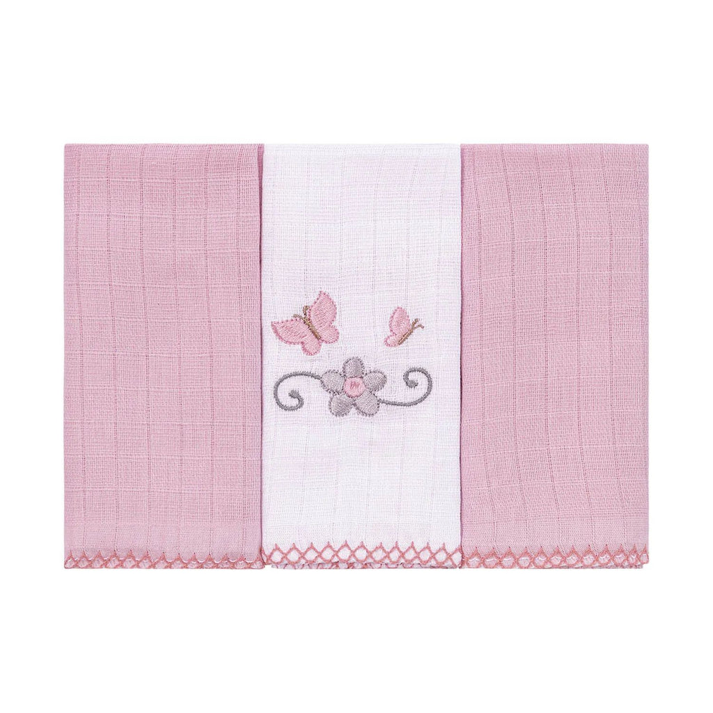 Pano de Boca 3 Unidades Bordado Clássicos Borboleta - Baby Joy