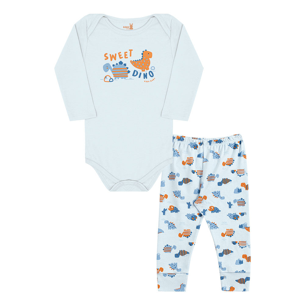 Conjunto Bebê Menino Body Calça Suedine Dinos - Kiko Baby