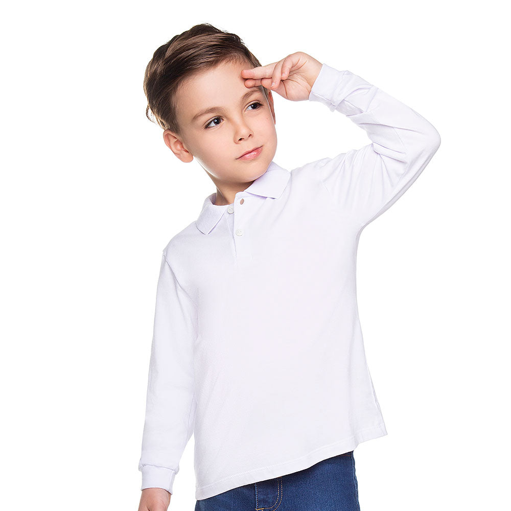 Camisa Polo Infantil Menino Meia Malha Branco - Have Fun