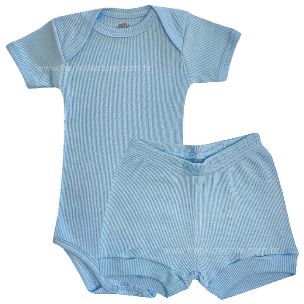 Conjunto Canelado Bebê Liso Body e Short - Odicon