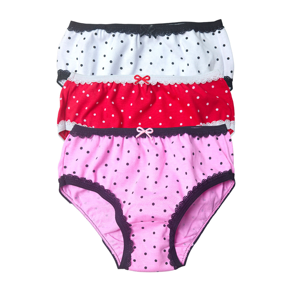 Kit C/3 Calcinhas Infantil Estampa Poá Sortida - Tampinha