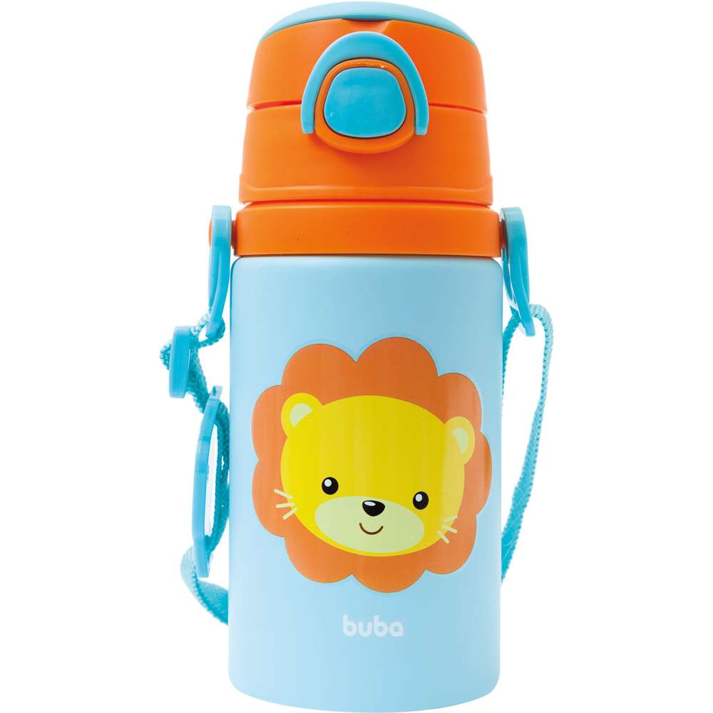 Garrafa de Alumínio Infantil Canudo 400ml Leão - Buba