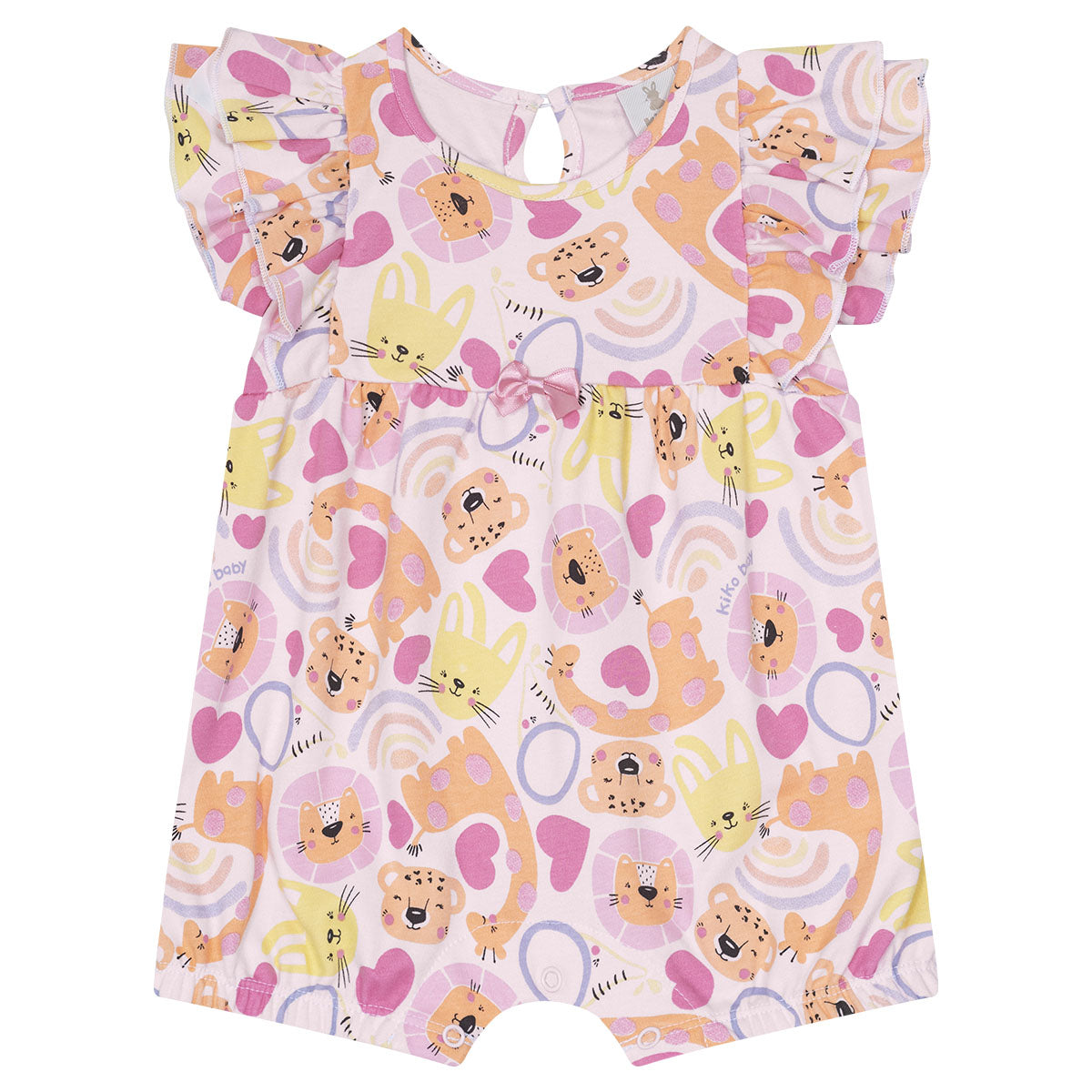 Macaquinho Bebê Menina em Suedine Bichinhos - Kiko Baby