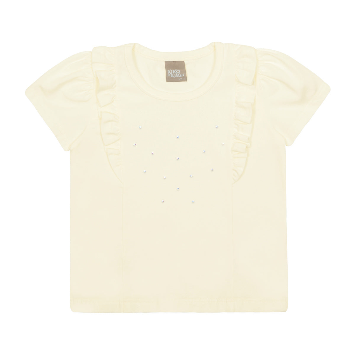Blusa Bebê Menina Manga Curta Cotton Strass - Kiko e Kika