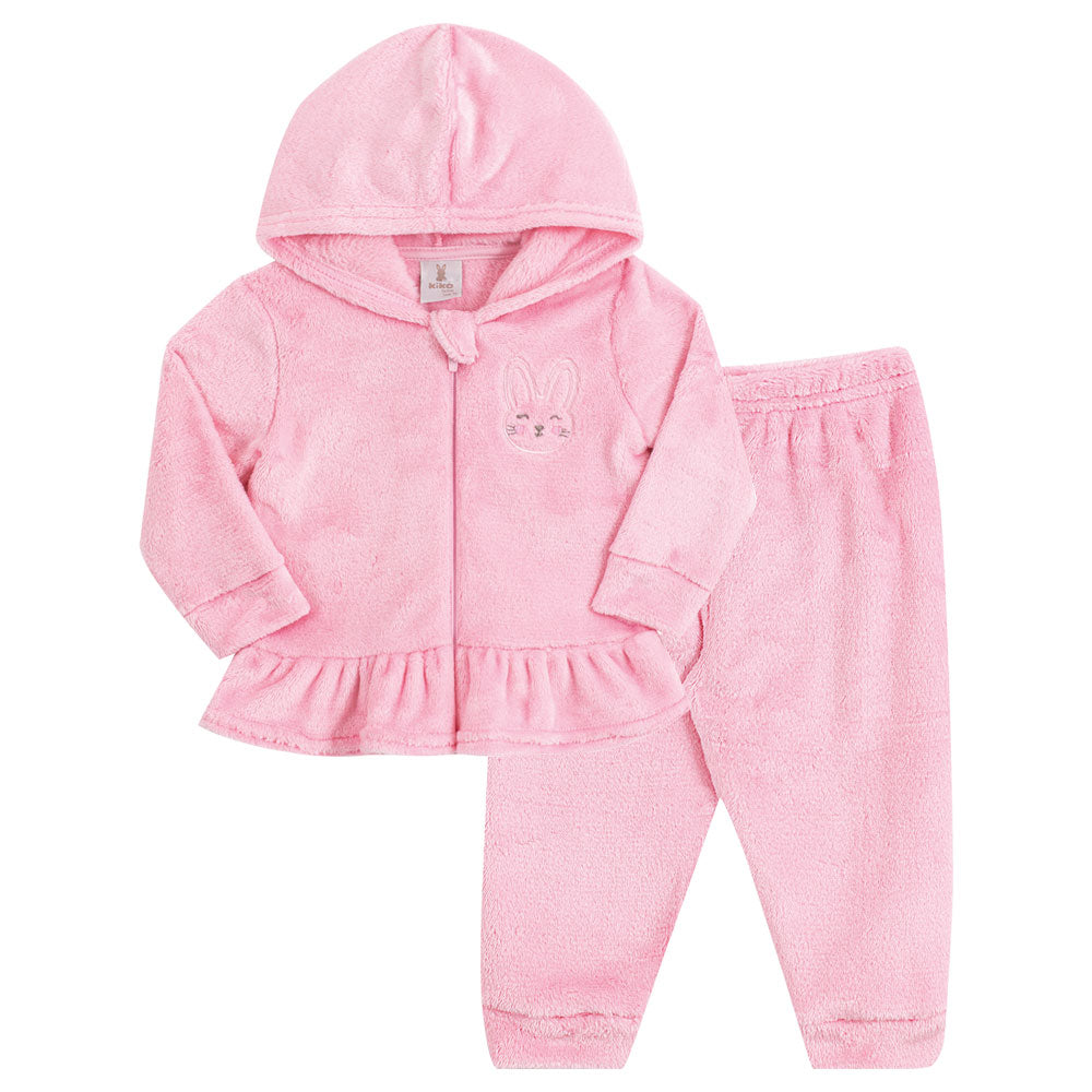 Conjunto Bebê Menina Jaqueta e Calça em Fleece - Kiko Baby