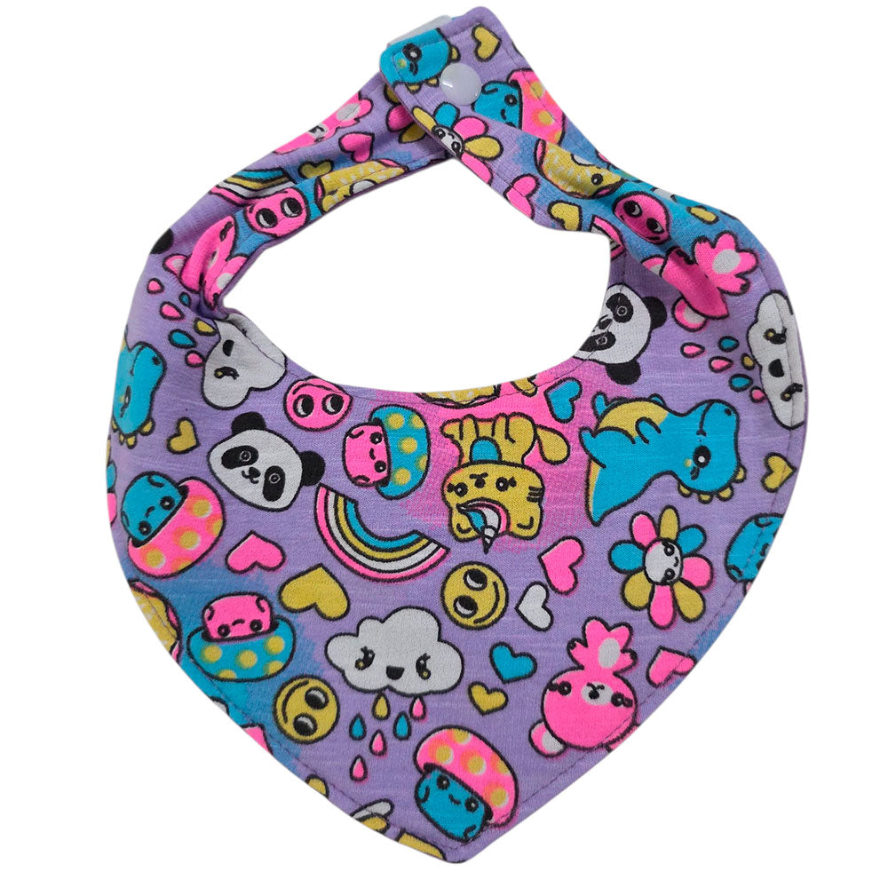Babador Bandana Impermeável Bebê Lilás Estampado