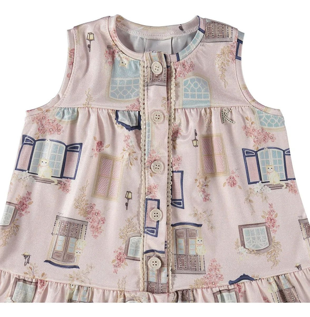 Vestido em Jacquard Estampado Infantil - Kiki Xodó