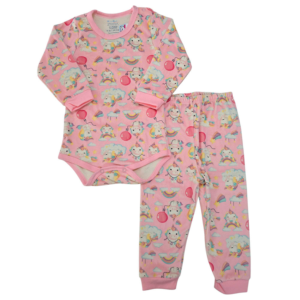 Conjunto Body e Calça Fleece Luxo Bebê Unicórnio - Rosebud