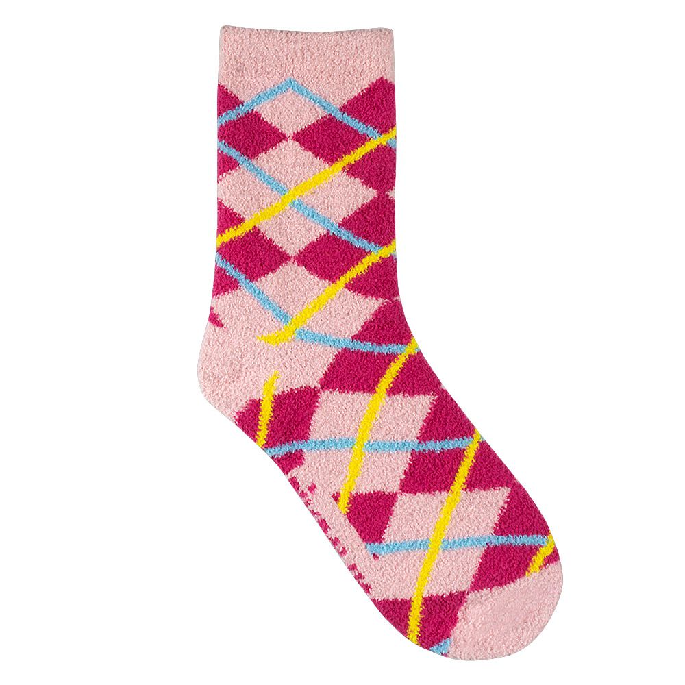 Meia Felpuda Infantil Menina 31-34 Rosa Xadrez - Pimpolho