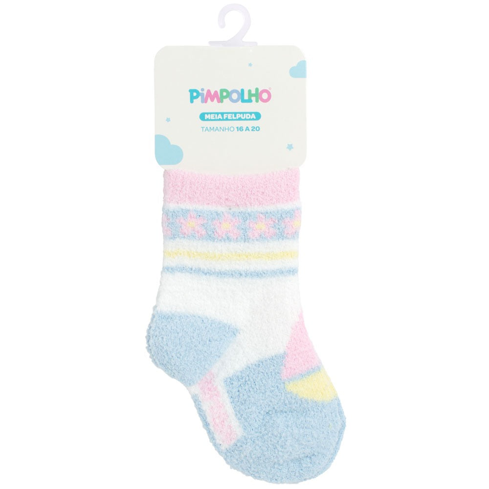Meia Felpuda Bebê Menina 16-20 Barco - Pimpolho