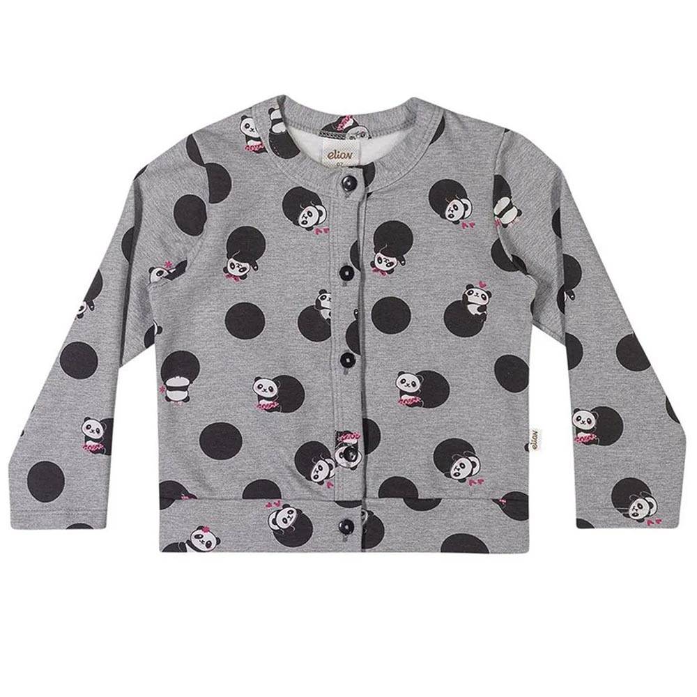 Cardigan em Molecotton Com Pelúcia Leve Cinza - Elian