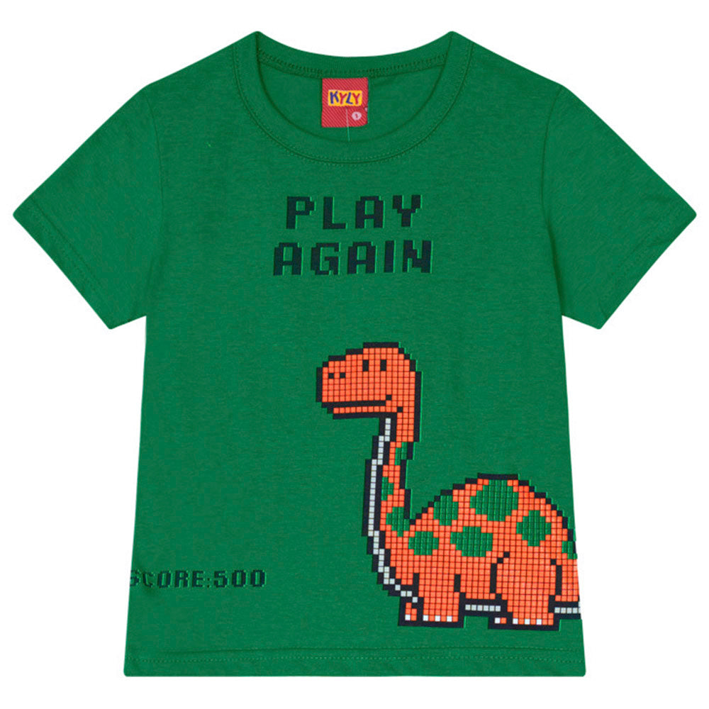 Conjunto Camiseta Meia Malha e Bermuda Moletom Dinos - Kyly