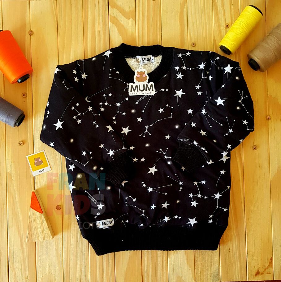 Blusão de Inverno Forrado Infantil Quentinho Estrelas - MUM