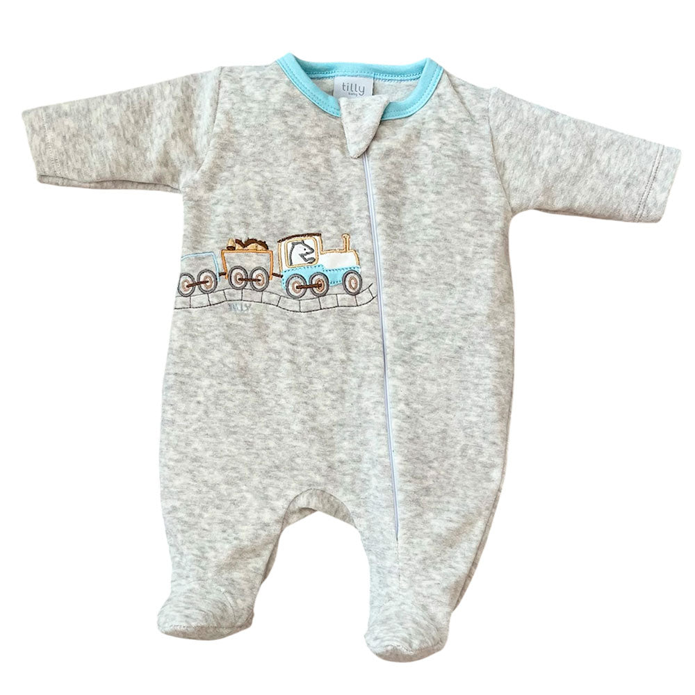 Macacão Plush Bebê Menino Zíper Trenzinho - Tilly Baby