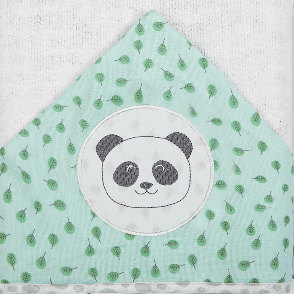 Toalha de Banho Felpuda Forrada Composê C/ Capuz 90CM X 70CM Panda - Papi