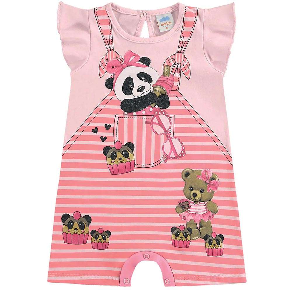 Macaquinho Panda Rosa Listras - Marlan