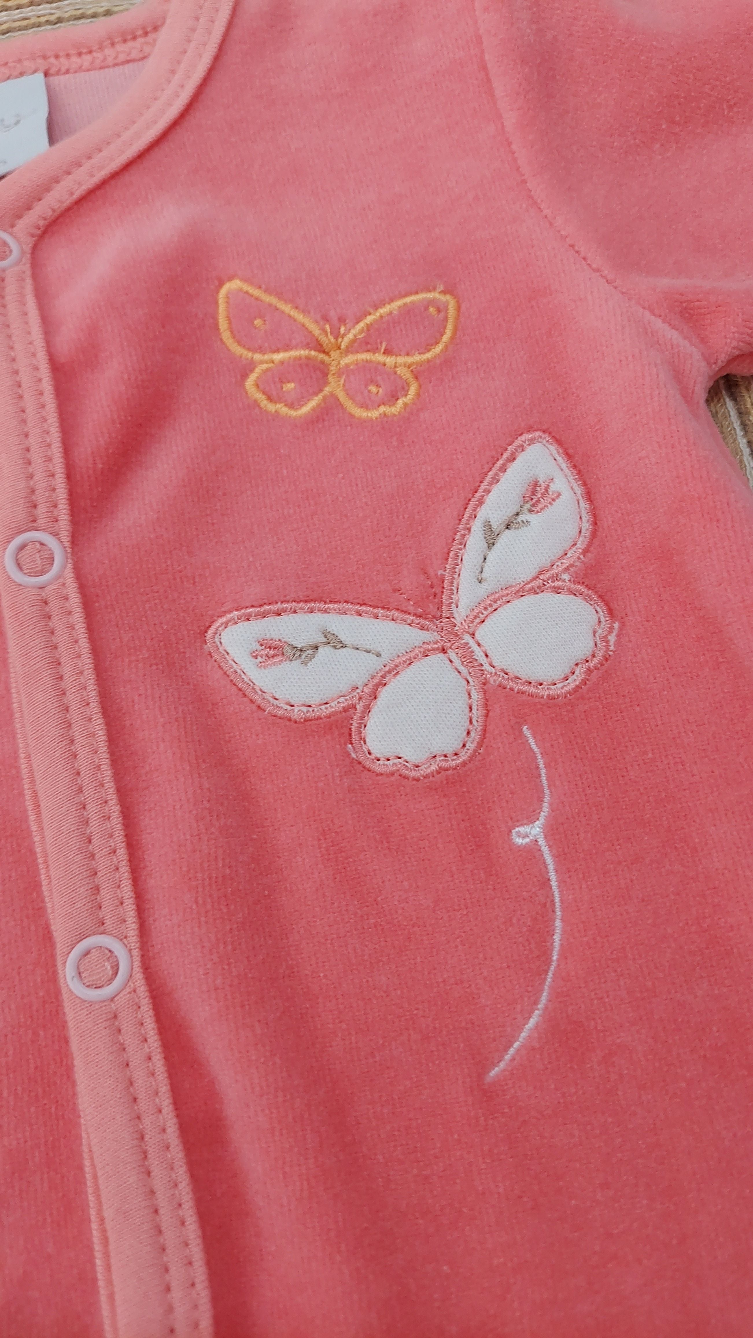 Macacão em Plush Rosa Borboletas - Tilly Baby