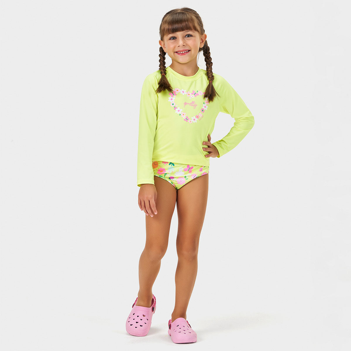 Conjunto Infantil Menina Proteção UV50+ Flores - Kiko e Kika