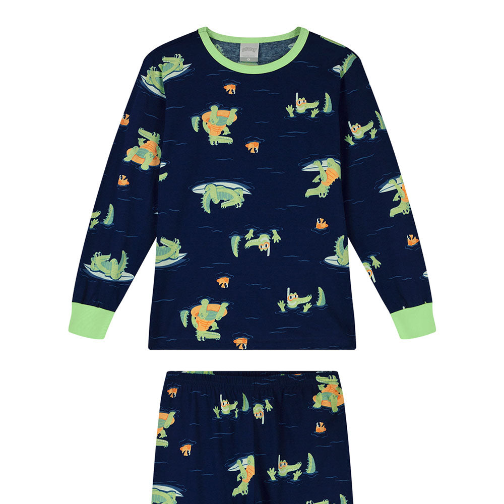 Pijama Infantil Menino Meia Malha Jacaré - Alakazoo