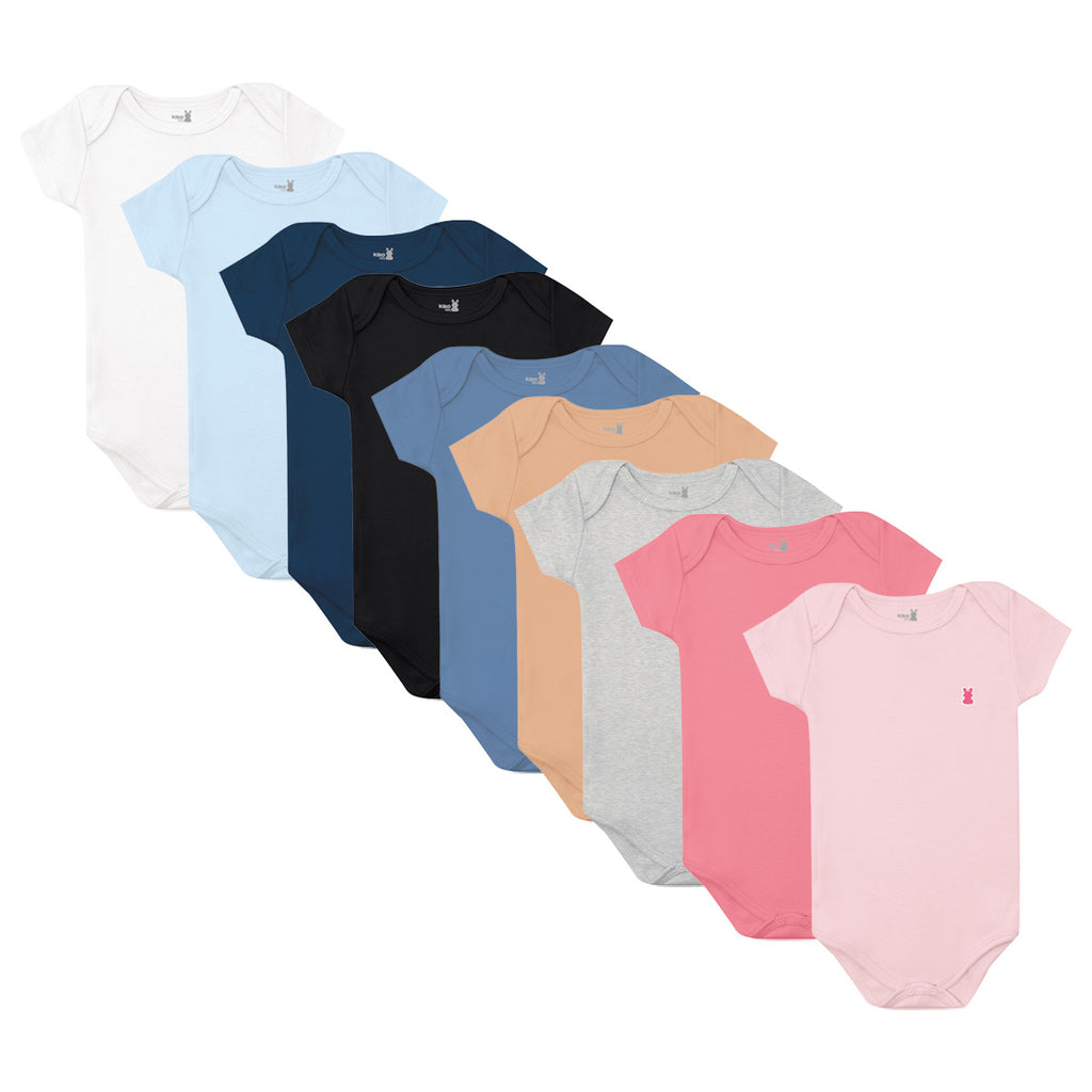 Body Manga Curta Bebê Unissex Liso em Suedine - Kiko Baby