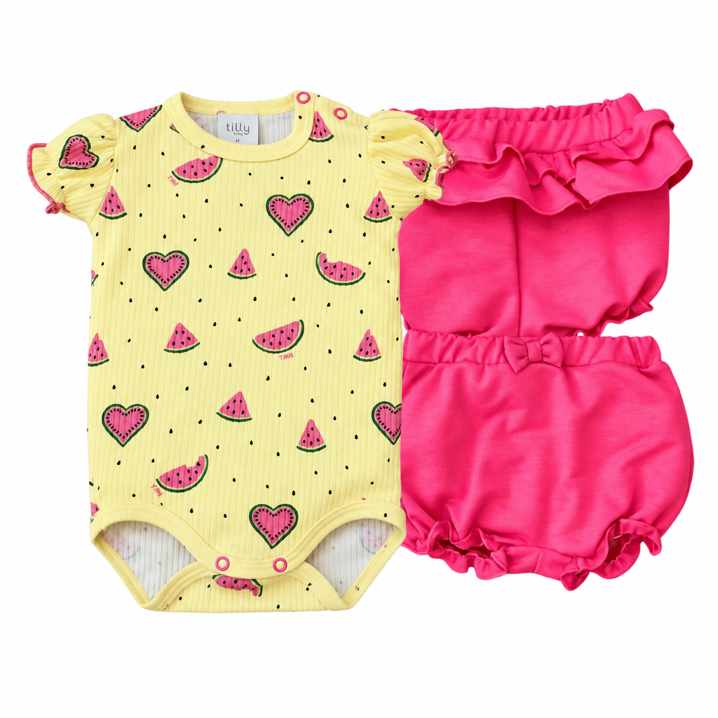 Conjunto Bebê Menina Body e Short Melancia - Tilly Baby
