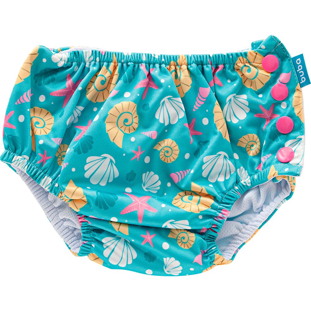 Biquini de Banho Com Fralda Reutilizável Praia Piscina Conchas - Buba