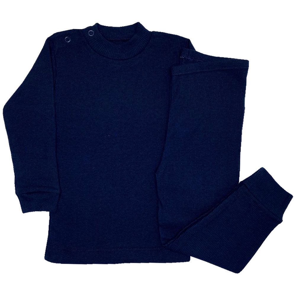 Conjunto Pijama Canelado Blusa e Calça Marinho - Odicon