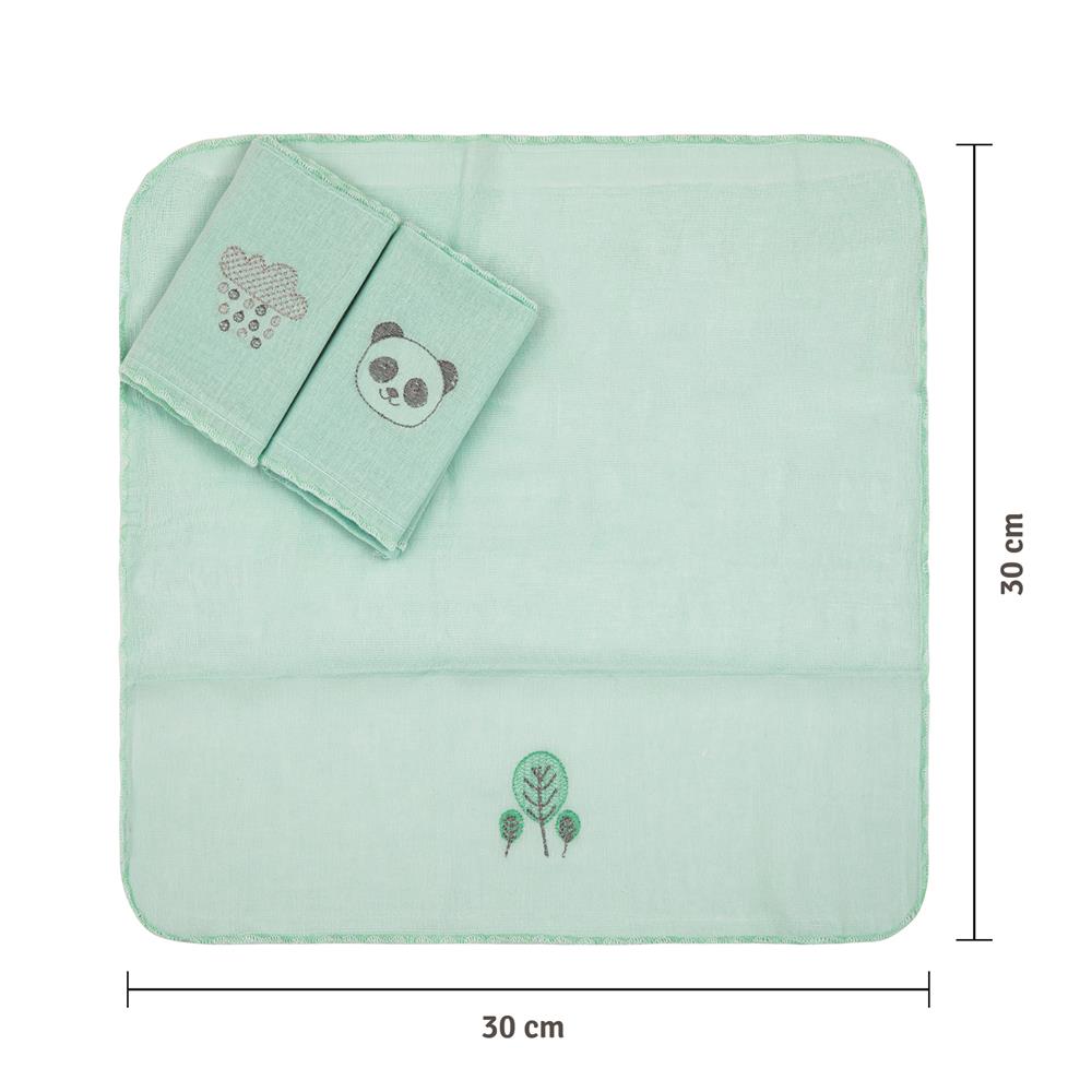 Pano de Boca Composê Bordado 38x38CM C/3 UN Panda - Papi