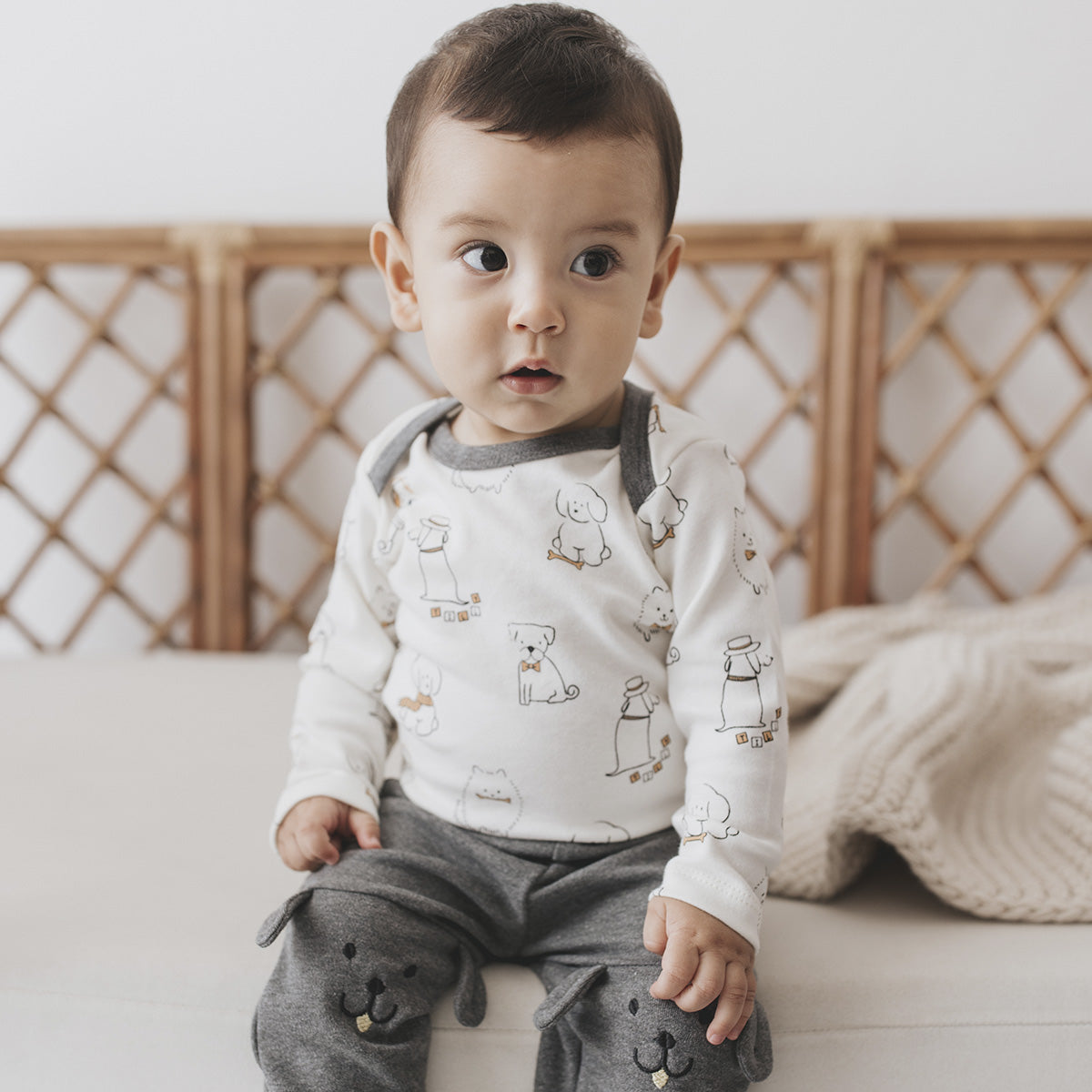 Conjunto Bebê Menino Body Longo Calça Cachorro - Tilly Baby