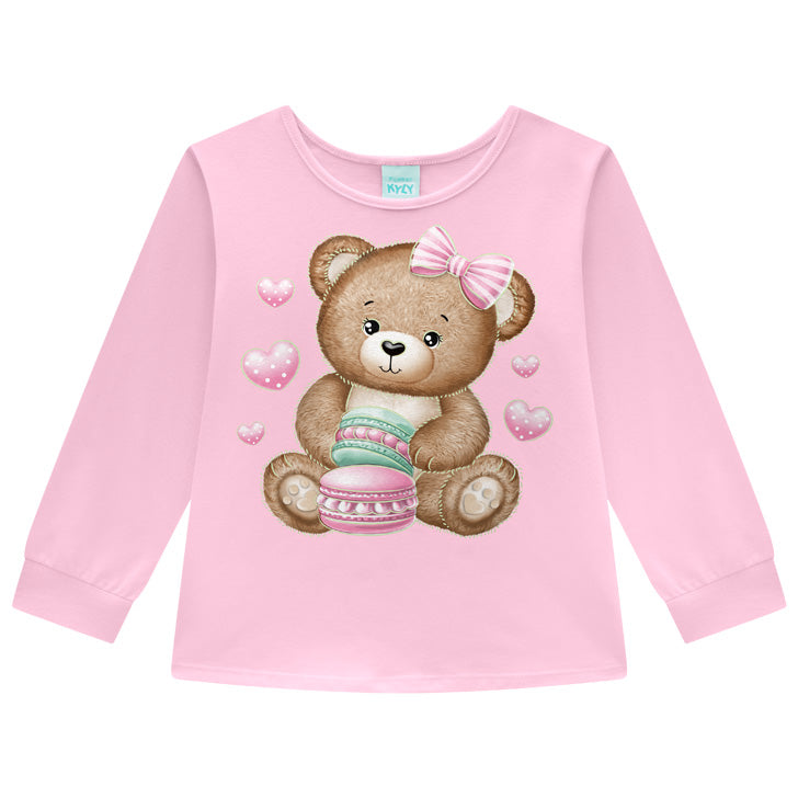 Pijama Menina em Meia Malha Brilha no Escuro Ursinho - Kyly