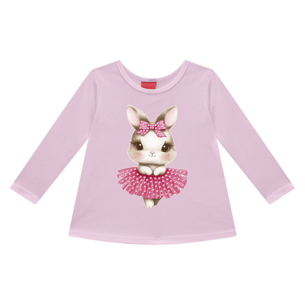Blusa Infantil Menina Manga Longa em Cotton Coelhinha - Kyly