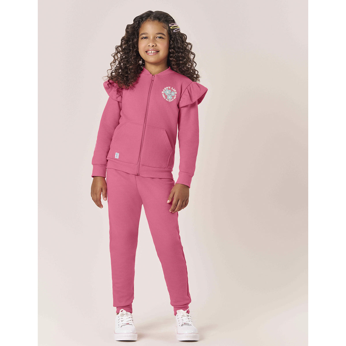 Conjunto Infantil Menina Moletom Peluciado Happy - Kiko e Kika