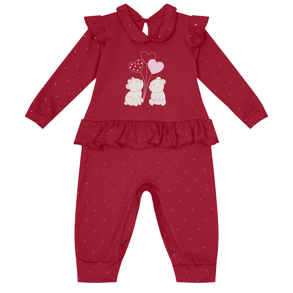 Macacão Bebê Menina em Suedine Ursinhos - Kiko Baby