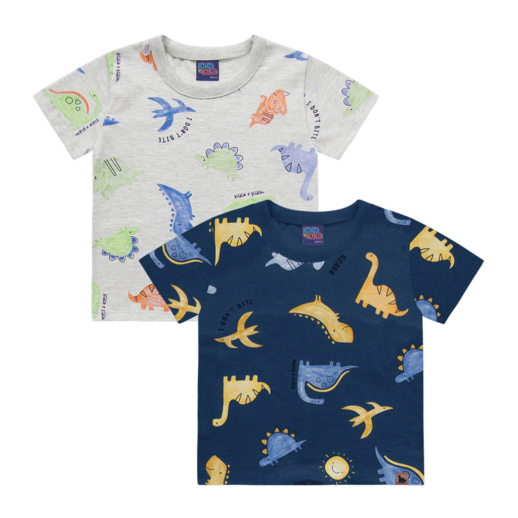 Camiseta Manga Curta Bebê Menino Dinos - Kiko e Kika