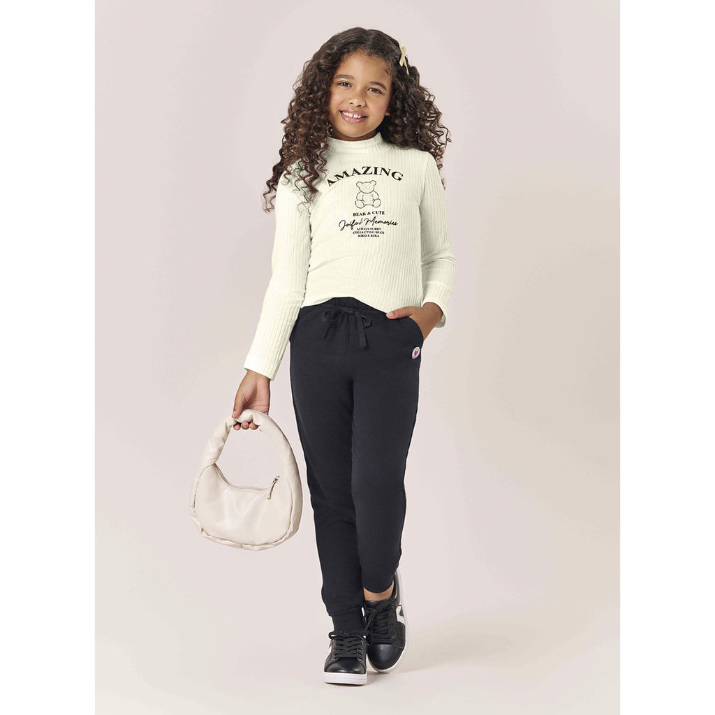 Calça Menina Moletom Peluciado Coração - Kiko e Kika