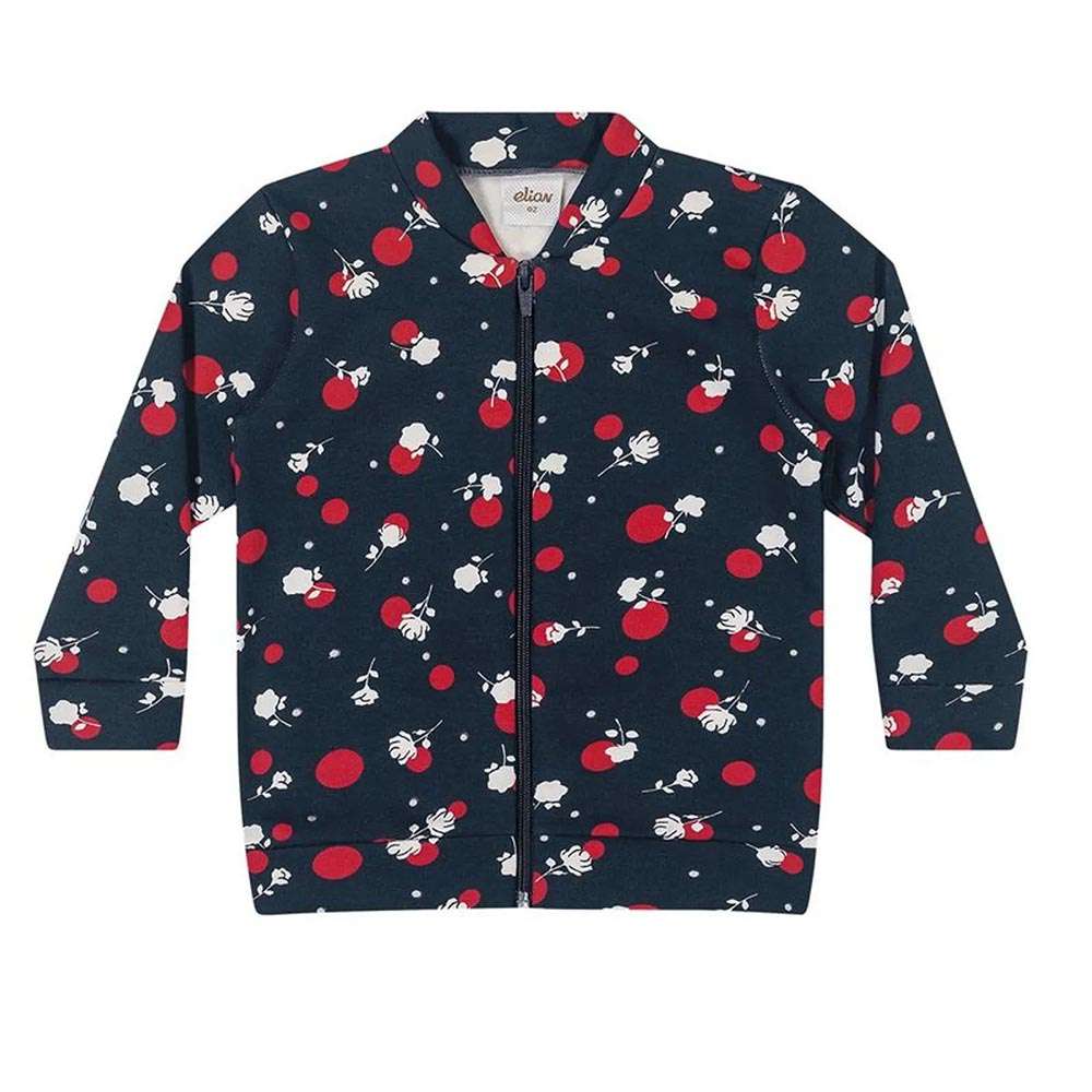 Jaqueta Infantil Menina em Molecotton Peluciado Marinho - Elian