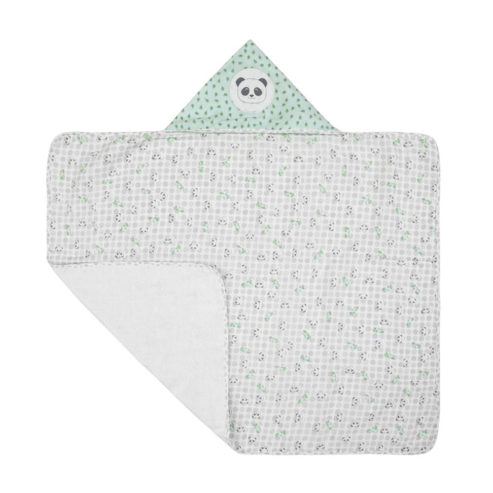 Toalha de Banho Felpuda Forrada Composê C/ Capuz 90CM X 70CM Panda - Papi